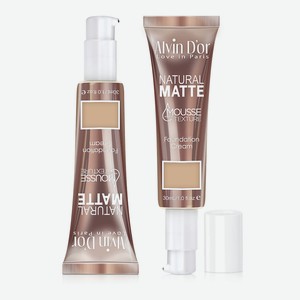ALVIN D’OR Тональный крем-мусс для лица  Natural matte mousse , тон 02 natural beige (натуральный бежевый)