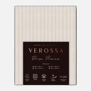Простыня  Verossa  Stripe 180/215 страйп-сатин, Слоновая кос