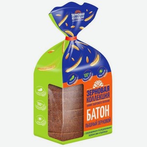 Батон Волжский Пекарь зерновой, в нарезке, с проросшими зернами ржи и пшеницы, 200 г, пакет