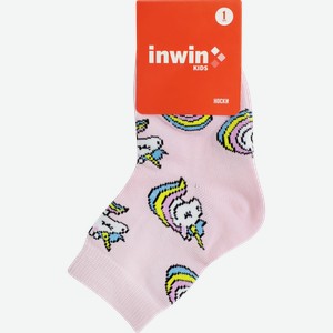 Носки детские INWIN р. 14–22, высокая посадка с дизайном единороги, Арт. FKSG-01-UN