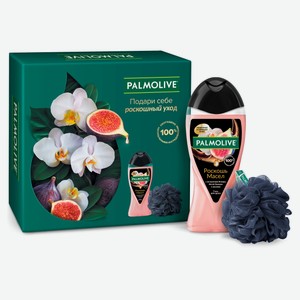 Набор подарочный Palmolive Роскошь Масел с экстрактами Инжира и Белой Орхидеи, Гель для душа 250 мл + Мочалка