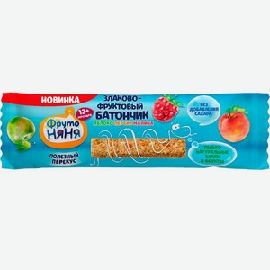 Д/п батончик ФРУТОНЯНЯ Злаково-фруктовый батончик яблоко-персик-малина с 12 мес, Россия, 25 г