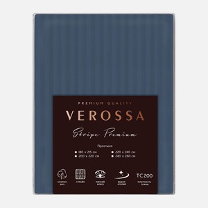 Простыня  Verossa  Stripe 180/215 страйп-сатин, Сапфир