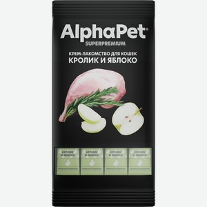 Лакомство для кошек ALPHAPET Superpremium с кроликом и яблоком, 48г