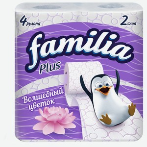 Туалетная бумага Familia Plus Волшебный цветок двухслойная 4 шт 