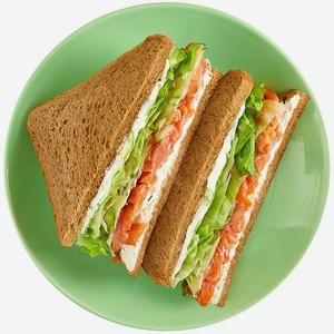 Сэндвич двойной с лососем и творожным сыром Перекрёсток Select, 185г