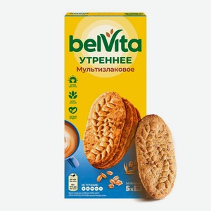 Печенье Belvita Утреннее со злаковыми хлопьями витаминизированное 225г, 225 г