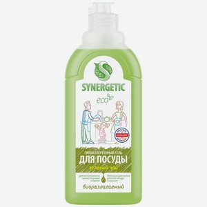 Средство Synergetic биоразлагаемое для мытья посуды и детских игрушек с ароматом зеленого чая 0.5л, 1 шт