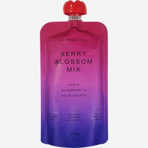 Пюре фруктово-ягодное NUTRINO LAB Яблоко, черника и вишня, 200г