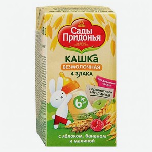 Каша безмолочная «Сады Придонья» 4 злака яблоко банан малина безмолочная с 6 мес., 125 г