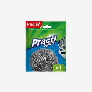 Губка для мытья посуды Paclan Practi Spiro металлическая 1 шт 95х95х40 мм