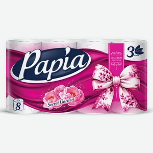 Туалетная бумага Papia Secret Garden 3сл 8шт