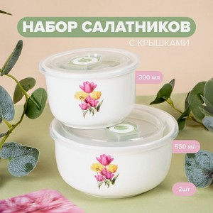 Набор салатников с крышками, O’Kitchen, 2 шт., в ассортименте