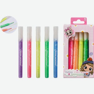 Набор глиттерных маркеров Little Girl 6КЛ 6 цветов