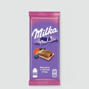 Шоколад молочный «Milka» с начинкой миндаль и лесные ягоды, 80 г
