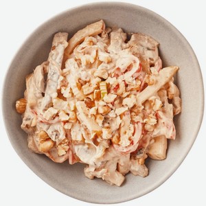 Салат с говяжьей печенью шампиньонами и грецким орехом 180г, 180 г