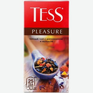 Чай Tess Pleasure черный с шиповником и яблоком в пакетиках 25х1.5г, 25 шт