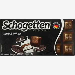 Шоколад молочный SCHOGETTEN Black&White с ванильным кремом, кусочками печенья и какао, 100г