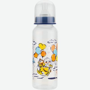 Бутылочка КУРНОСИКИ цветная с силиконовой соской, 250мл 11141, Россия