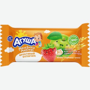 Д/п АГУША Батончик фруктовый яблоко-клубника-злаки с 12 мес, Россия, 15 г