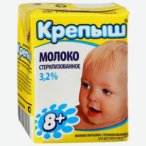 Молоко детское Крепыш стерилизованное, с 8 месяцев, 3.2%, 200 мл