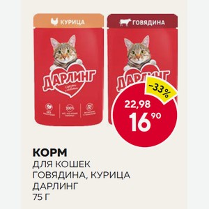 Корм Дарлинг Д/кошек Говядина, Курица 75г М/у