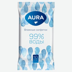 Салфетки влажные Aura освежающие, 10 шт