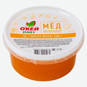 Мед О КЕЙ DAILY натуральный цветочный 500г, пл/б (ТЧН!)