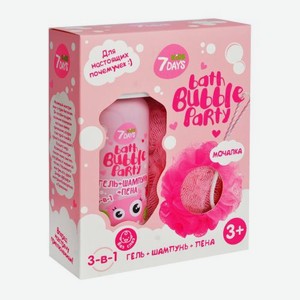 Подарочный набор для детей Bath Bubble Party 7 Days Гель 3в1 + Губка для тела в ассортименте