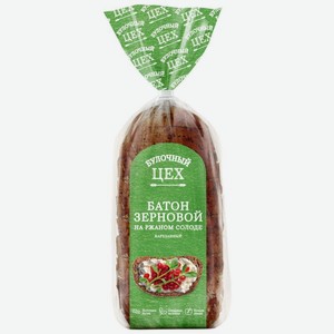 Батон Булочный цех Зерновой на ржаном солоде нарезка 300г, 300 г