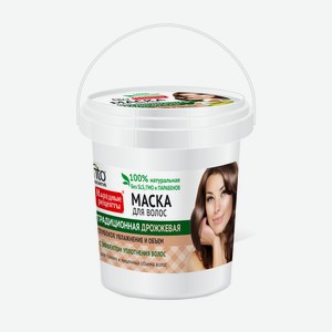 Маска д/волос Народные рецепты Дрожжевая увлажнение и объём 155мл