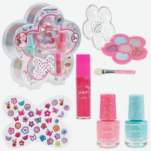 Набор декоративной косметики LUKKY тени с блёстками 2 лака для ногтей блеск для губ стикеры