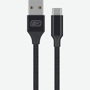 Дата-кабель AXXA USB-USB-C, 2А, 1м, нейлон, черный 7264, Китай