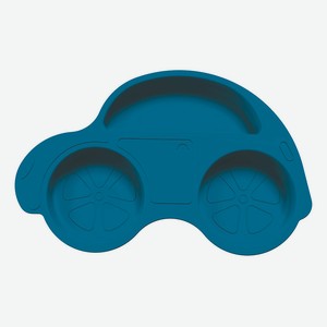SILIHOME Силиконовая детская тарелка  Машинка  с секциями, цвет: синий