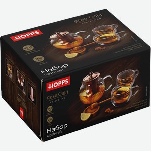 Набор чайный HOPPS Rose Gold, 3 предмета: чайник 1л, 2 кружки 250мл, Арт. X8