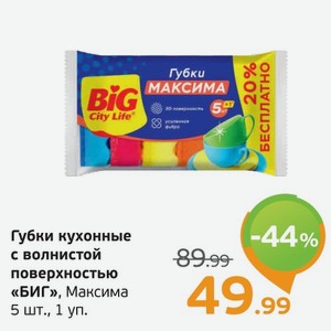 Губки кухонные с волнистой поверхностью  БИГ  Максима, 5 шт., 1 уп.