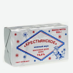 Продукт растительно сливочный жировой  Крестьянский  72,5% 500 г. с ЗМЖ