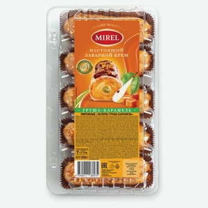 Пирожные заварные MIREL Эклеры груша-карамель и посыпкой из жареного арахиса охлажденные набор 5 шт, 235 г