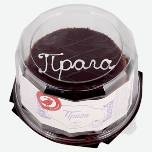 Торт бисквитный АШАН Красная птица Прага со сливочным кремом и яблочным повидлом охлажденный, 500 г