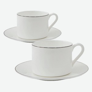 MANDARIN DECOR Чайная пара, набор из 2 чашек с блюдцем, цвет: белый, размер: 15,3х6,3х8,4