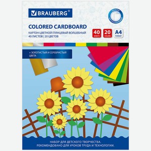BRAUBERG Картон цветной А4 МЕЛОВАННЫЙ ВОЛШЕБНЫЙ, 1 шт.