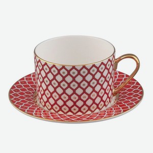 ИМПЕРАТОРСКИЙ ФАРФОРОВЫЙ ЗАВОД Чашка с блюдцем чайная  Скарлетт №1 , 1 шт.