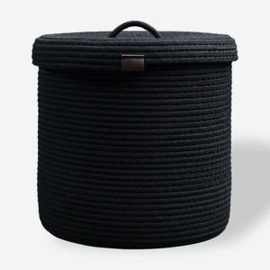 ASTIHOME Корзина для хранения плетеная с крышкой 28х28см, Черный 28х28см