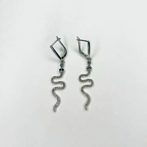 GILMEEVA Серьги со змейкой серебряные, 1 шт.