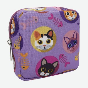 ALISSIROSSI Косметичка женская маленькая  Лавандовые котики , 1 шт.