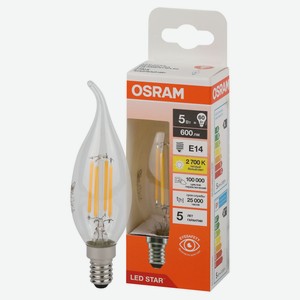 Лампа Osram LED STAR свеча 5W E14 теплый белый свет, 1 шт