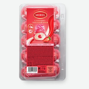 Пирожные заварные MIREL Эклеры клубника со сливками охлажденные набор 5 шт, 235 г