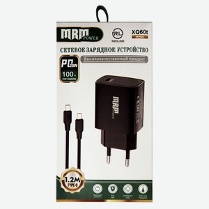 Сетевое зарядное устройство Red Line GC12 PD20W черное с кабелем Type-C, 1,2 м