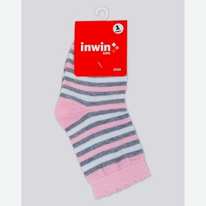 Носки детские INWIN Kids 1 пара, розовые полоски, высокая посадка FKSG-01-PL, Россия