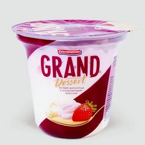 Пудинг 6% «Grand Dessert» белый шоколад с клубничным муссом, 200 г